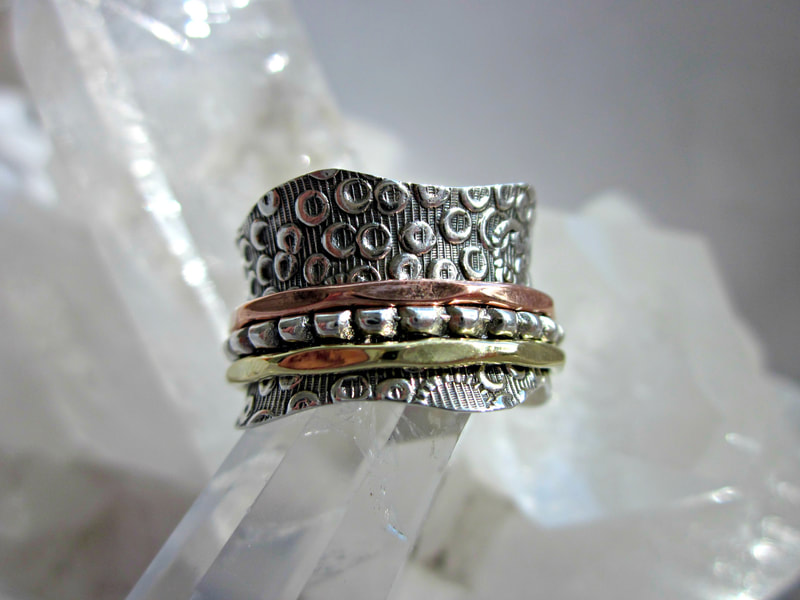 Bubble Spinning Ring in Sterling Silver with Copper & Brass