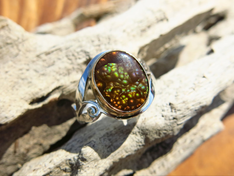 18K Gold & Sterling Silver Mexican Fire Agate Piedra Ring