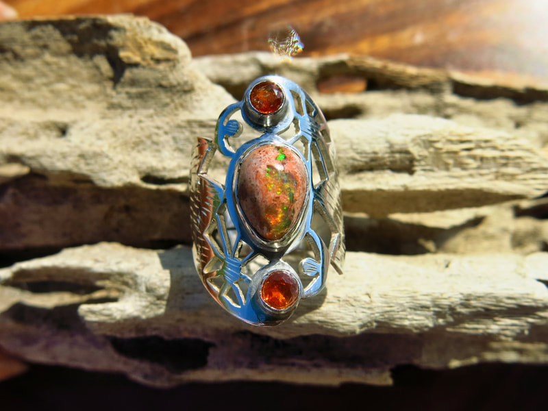 Giant Mexican Fire Opal Statement Ring