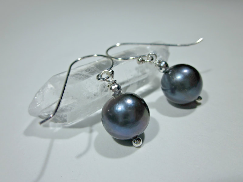 Grey Freshwater Pearl Drop Earrings