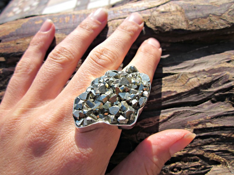 Giant Druzy Pyrite Ring