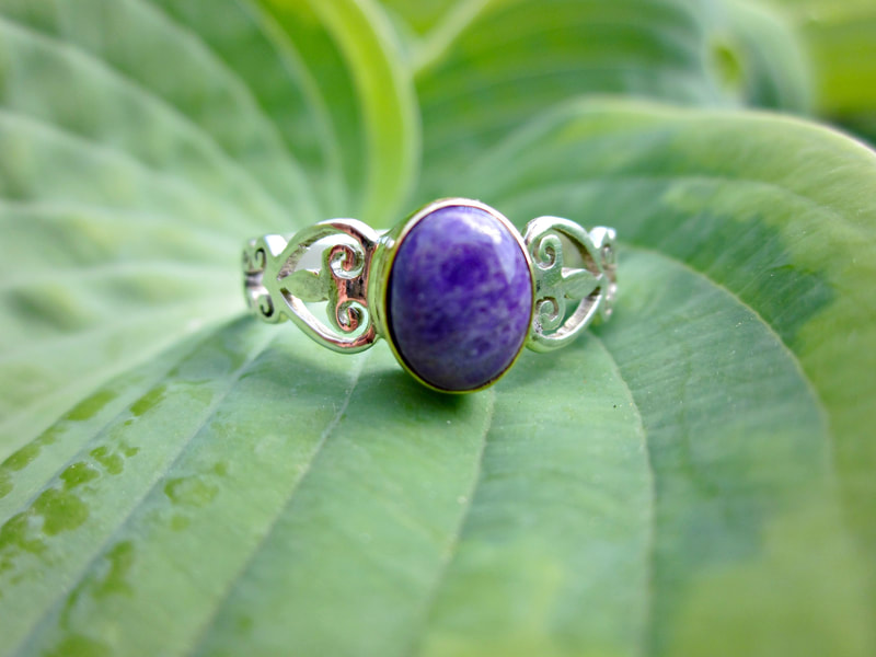 Sugilite Sterling Silver & 18K Gold Ring