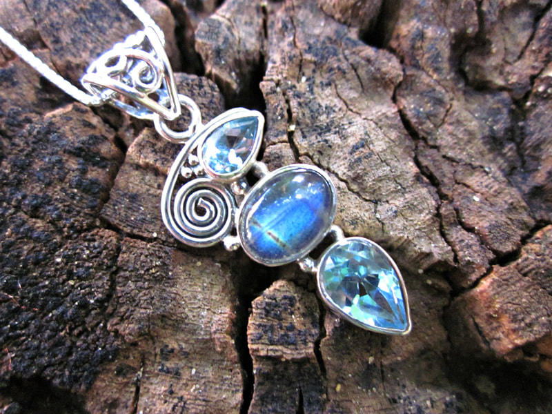 Labradorite & Blue Topaz Galaxy Necklace
