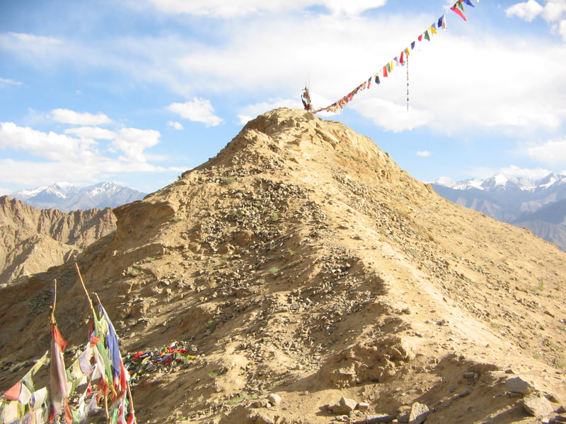 Buddhist prayer flags in the mighty Himalaya of Ladakh.